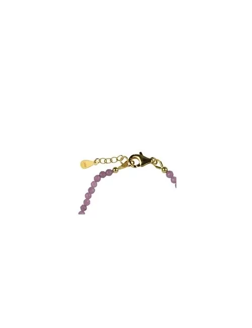 Armband - Rubin Kugeln (3mm) facettiert, vergoldet, Verlängerungskettchen