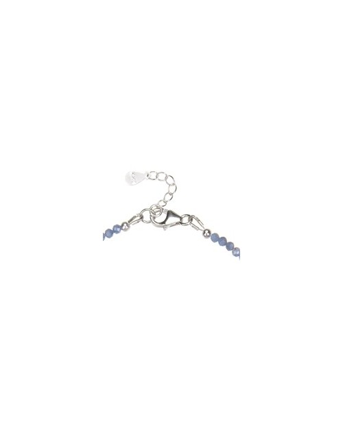 Armband - Saphir Kugeln (3mm), facettiert rhodiniert, Verlängerungskettchen