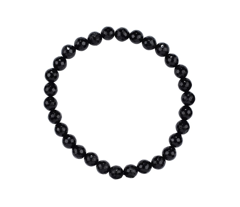 Armband - Schörl (stab.), 06mm Kugeln, facettiert