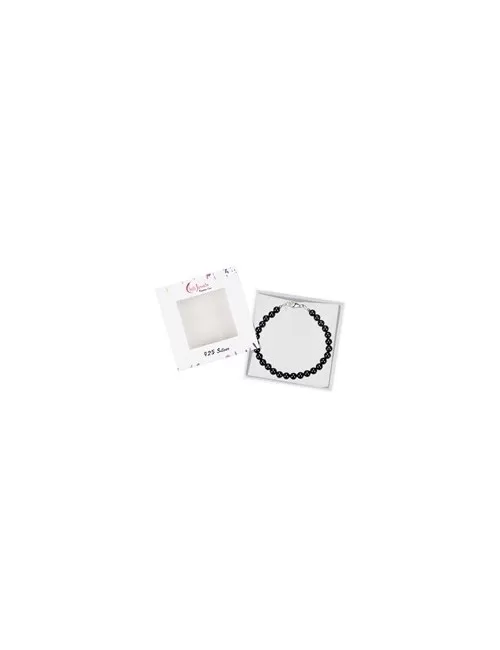 Armband - Schörl (stab.), 6mm-Kugeln, Verlängerungskettchen, rhodiniert