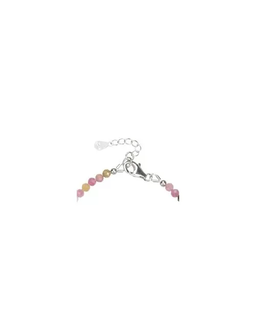 Armband - Turmalin(bunt) Kugeln (3mm), facettiert rhodiniert, Verlängerungskettchen