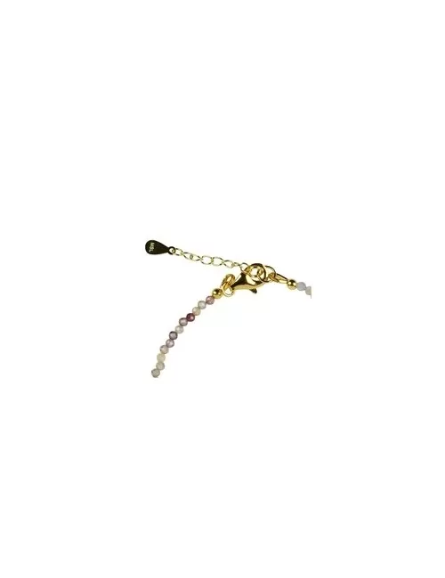 Armband - Zirkon Kugeln (2mm) facettiert, vergoldet, Verlängerungskettchen