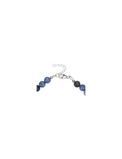 Armband - Dumortierit, 6mm-Kugeln, Verlängerungskettchen, rhodiniert