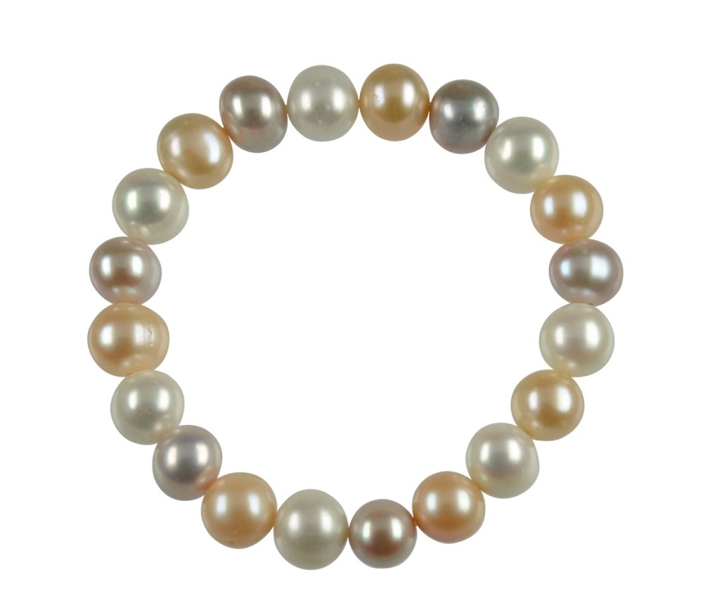 Armband - Perle weiß/lachs/violett, 19cm