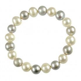 Armband - Perle weiß/silber im Wechsel