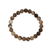 Armband - versteinertes Holz, 08mm Kugeln, mattiert