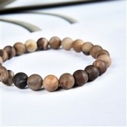 Armband - versteinertes Holz, 08mm Kugeln, mattiert