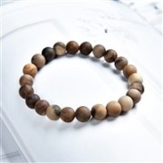 Armband - versteinertes Holz, 08mm Kugeln, mattiert