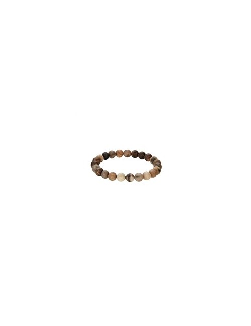 Armband - versteinertes Holz, 08mm Kugeln, mattiert