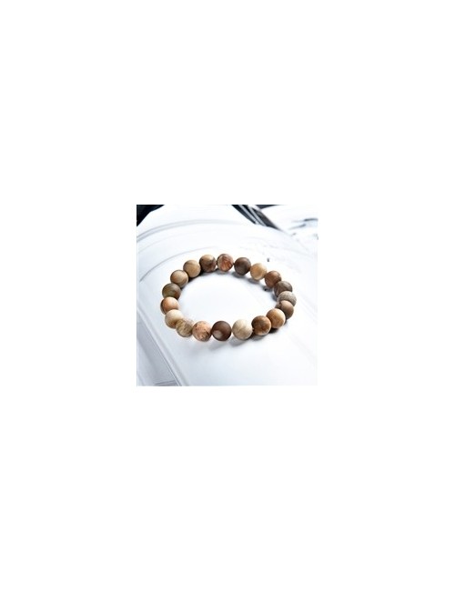 Armband - versteinertes Holz, 10mm Kugeln, mattiert