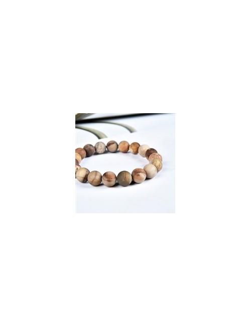 Armband - versteinertes Holz, 10mm Kugeln, mattiert