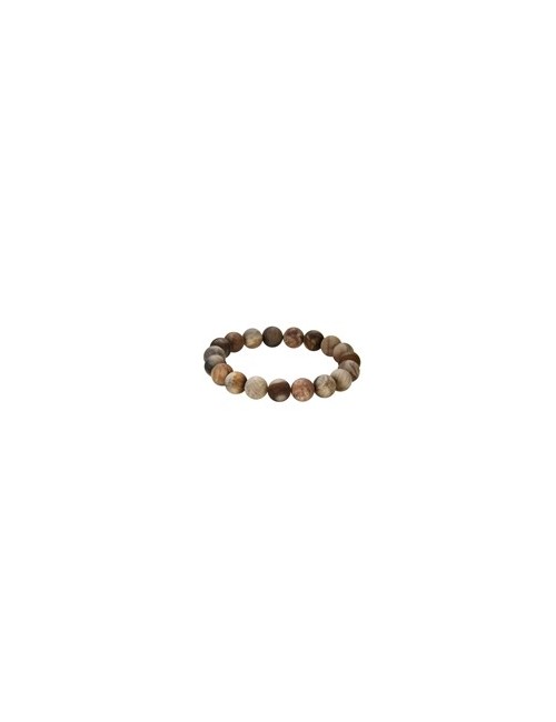 Armband - versteinertes Holz, 10mm Kugeln, mattiert