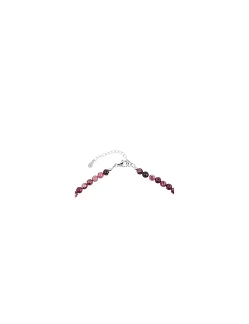 Armband - Thulit, 6mm-Kugeln, Verlängerungskettchen, rhodiniert