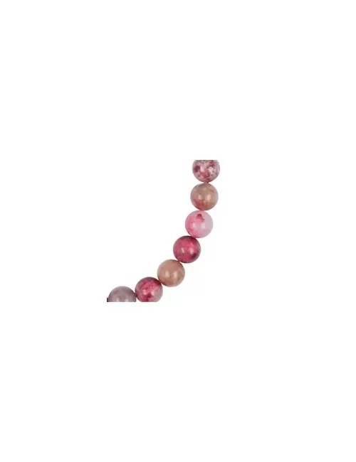 Armband - Thulit, 6mm-Kugeln, Verlängerungskettchen, rhodiniert
