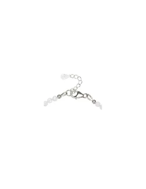 Armband - Labradorit (weiß) Kugeln (3mm), facettiert rhodiniert, Verlängerungskettchen