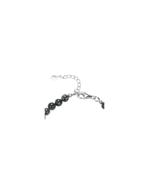 Armband - Serafinit, 5,5mm-Kugeln, Verlängerungskettchen, rhodiniert