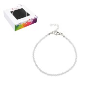Armband - Topas (weiß), Kugeln (3mm) facettiert, rhodiniert, Verlängerungskettchen