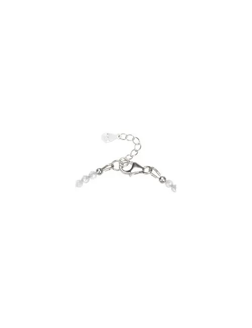 Armband - Topas (weiß), Kugeln (3mm) facettiert, rhodiniert, Verlängerungskettchen