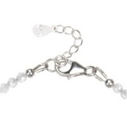 Armband - Topas (weiß), Kugeln (3mm) facettiert, rhodiniert, Verlängerungskettchen