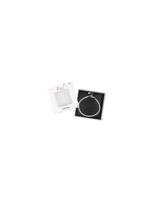 Armband - Topas (weiß), Kugeln (3mm) facettiert, rhodiniert, Verlängerungskettchen