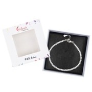 Armband - Topas (weiß), Kugeln (3mm) facettiert, rhodiniert, Verlängerungskettchen
