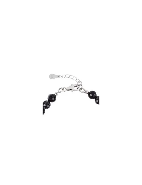 Armband - Gabbro (Mystic Merlinit), 06mm-Kugeln, facettiert, Verlängerungskettchen, rhodiniert