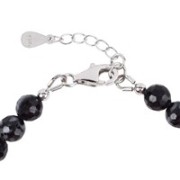 Armband - Gabbro (Mystic Merlinit), 06mm-Kugeln, facettiert, Verlängerungskettchen, rhodiniert
