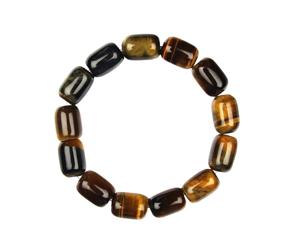 Armband - Tigerauge Mix, 14mm Tönnchen