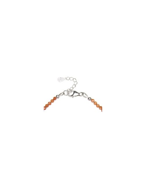 Armband - Kugeln 3mm - Granat (orange), facettiert rhodiniert, Verlängerungskettchen