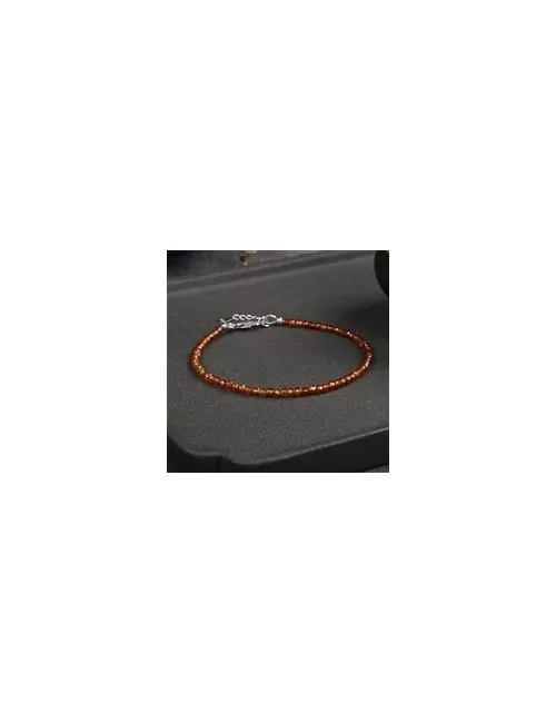 Armband - Kugeln 3mm - Granat (orange), facettiert rhodiniert, Verlängerungskettchen