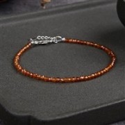 Armband - Kugeln 3mm - Granat (orange), facettiert rhodiniert, Verlängerungskettchen