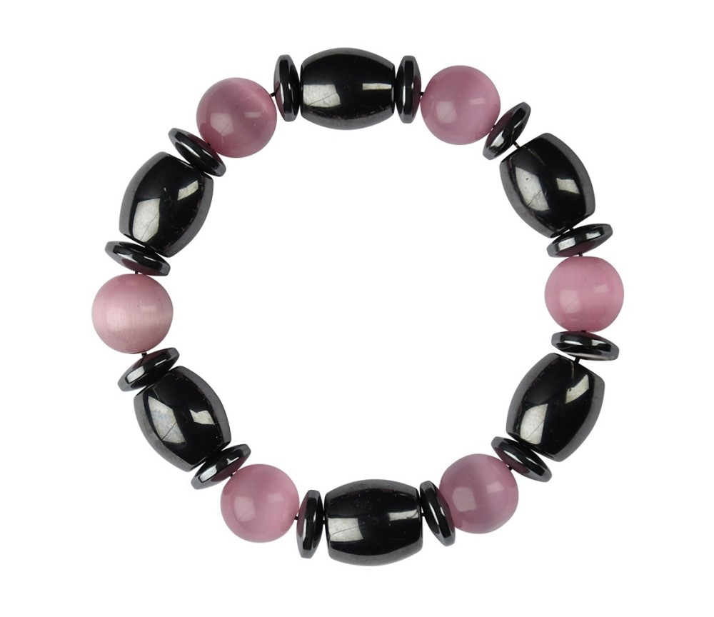 Armband - Hämatin - Katzenauge pink (Glas)