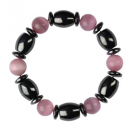 Armband - Hämatin - Katzenauge pink (Glas)