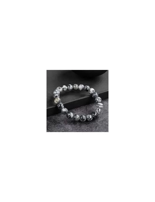 Armband - Pinolith (Eisblumenmagnesit), 08 - 09mm Kugeln
