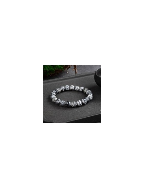 Armband - Pinolith (Eisblumenmagnesit), 08 - 09mm Kugeln