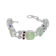 Armband - Prehnit, Perle, Granat