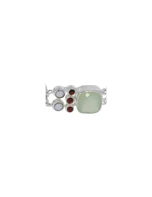 Armband - Prehnit, Perle, Granat
