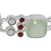 Armband - Prehnit, Perle, Granat