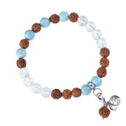 Armband - Edelsteinmala - Larimar, Bergkristall (Offenheit)