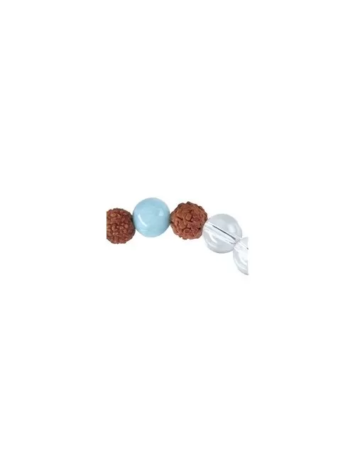 Armband - Edelsteinmala - Larimar, Bergkristall (Offenheit)