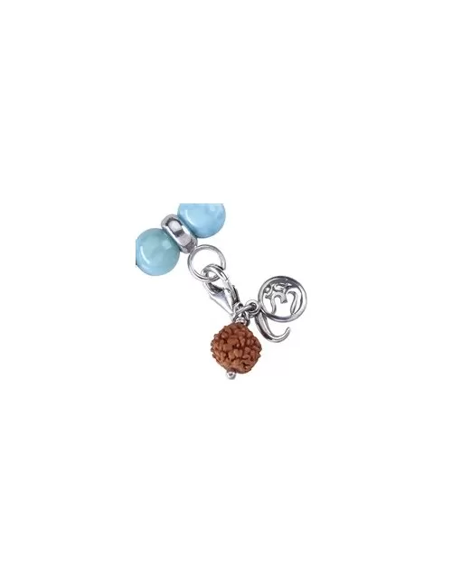 Armband - Edelsteinmala - Larimar, Bergkristall (Offenheit)