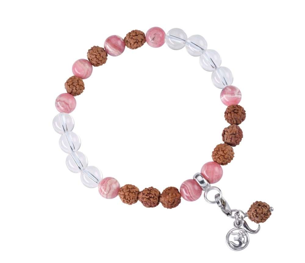 Armband - Edelsteinmala - Rhodochrosit, Bergkristall (Muntermacher)