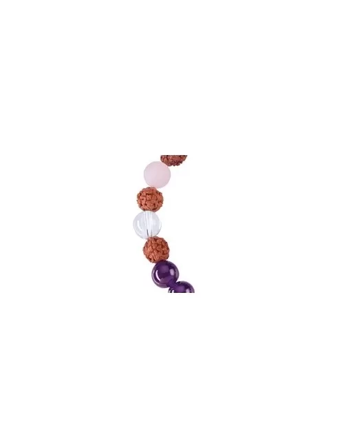 Armband - Edelsteinmala - Amethyst, Bergkristall, Rosenquarz (Vitalität)