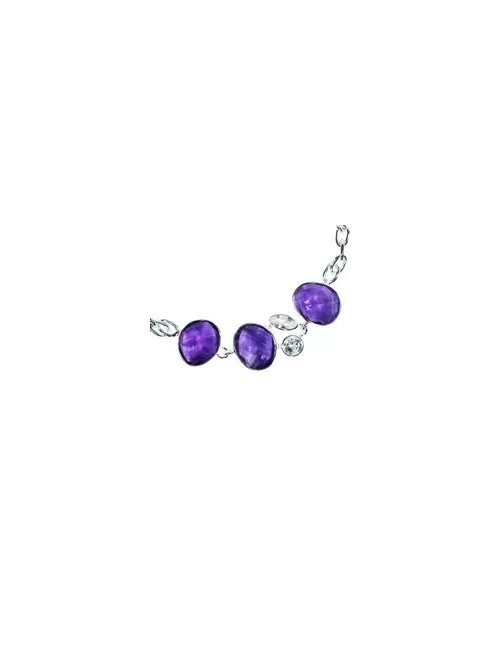 Armband - Amethyst facettiert, Silber, längenverstellbar