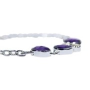 Armband - Amethyst facettiert, Silber, längenverstellbar