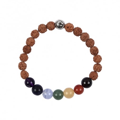 Armband - Edelsteinmala - Rudraksha mit Chakraperlen