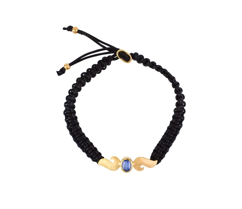 Armband - Makramee, Flügel mit Disthen, vergoldet