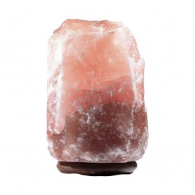 Lampe - Salzkristall - Salzlampe mit Holzsockel