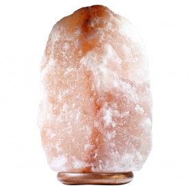 Lampe - Salzkristall - Salzlampe mit Holzsockel