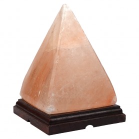 Lampe - Salzkristall - Salzlampe  Pyramide mit Holzsockel